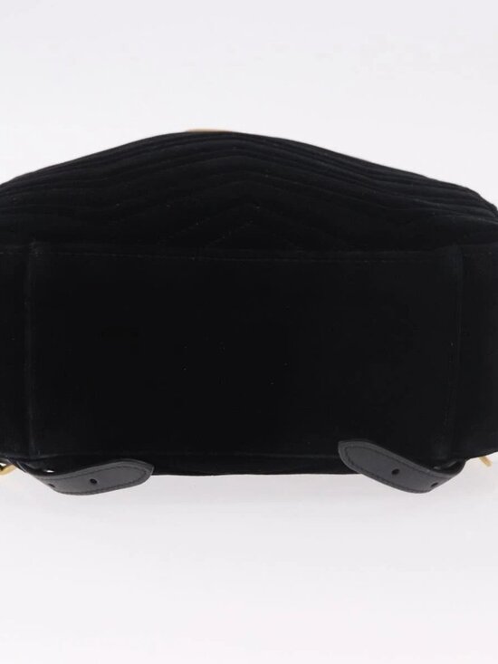 GUCCI GG Marmont Backpack Velor Black Gold 524568 Auth main image 4